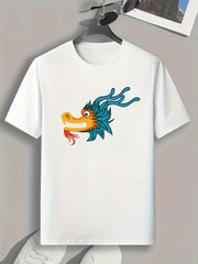 Dragon Pattern Print Men's Sports T-Shirt - Comfy & Stylish Tee