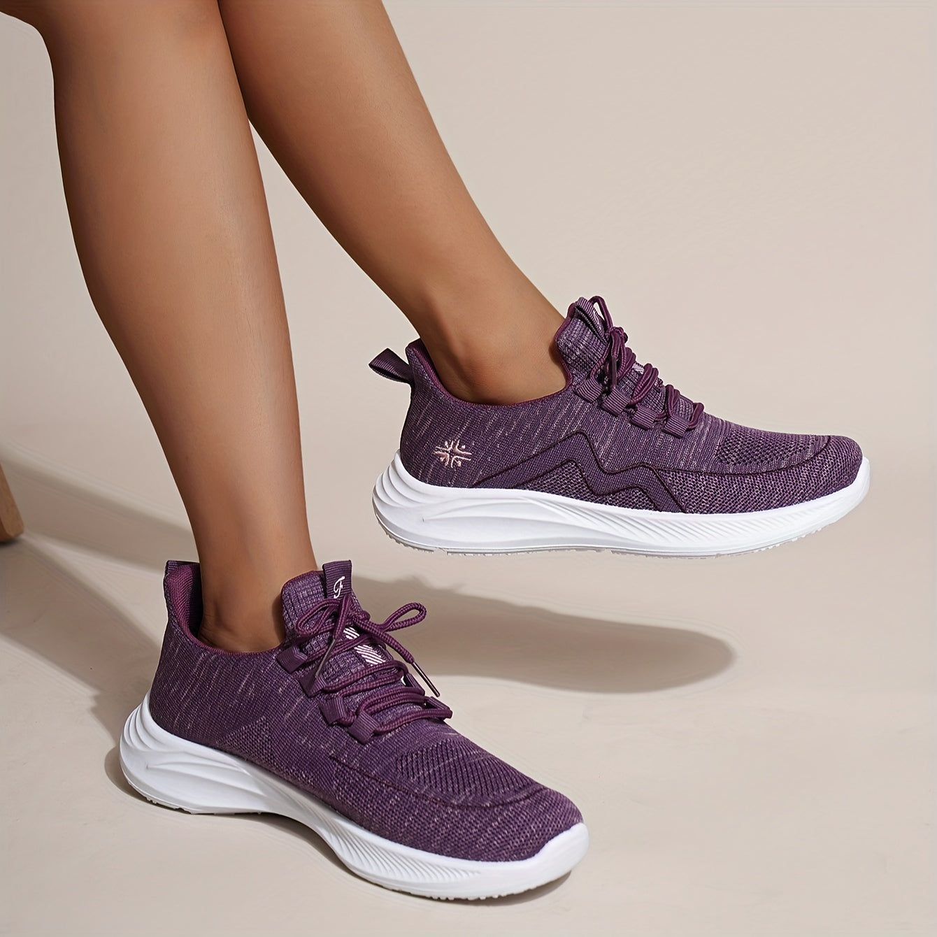 Soft Thick Sole Shock Absorption Woven Shoes Lightweight Breathable Sneakers