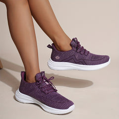 Soft Thick Sole Shock Absorption Woven Shoes Lightweight Breathable Sneakers
