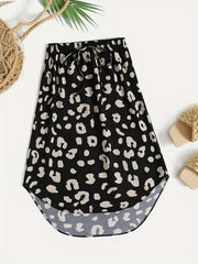 Leopard Print Drawstring Skirt Women's Casual Skirt