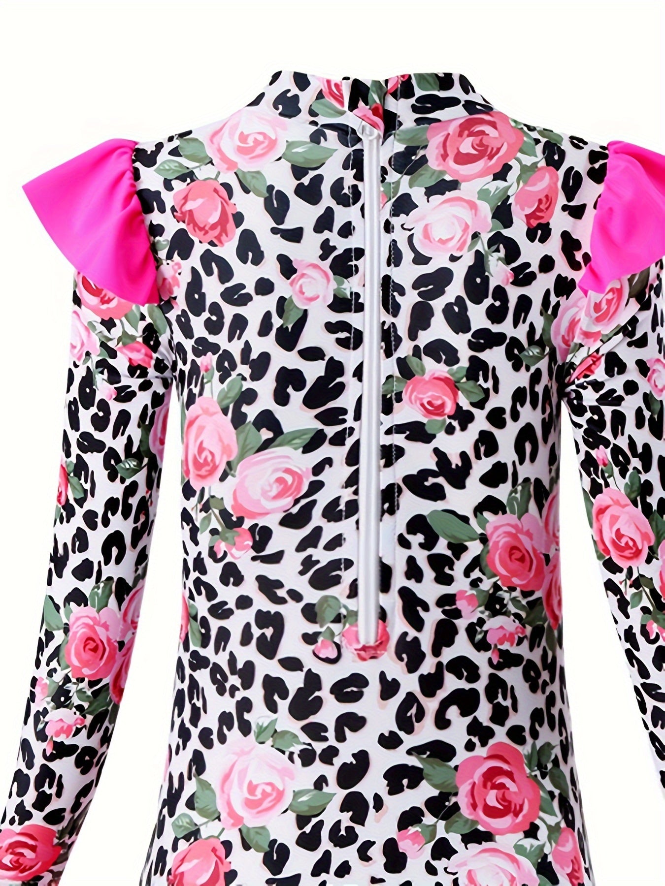 Girls Comfy Sun Protection Leopard Long Sleeve Swimwear