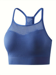 Sports Bra Women's Plus Hole Mesh Racer Back Shockproof Padded