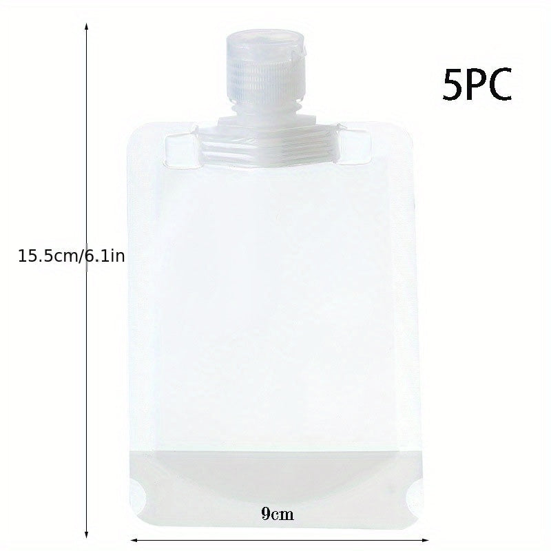 5pcs Makeup Packing Bags Travel Size Refillable Squeeze Pouch