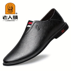 LAORENTOU Men's Leather Slip On Loafer Shoes Lightweight Soft Sole Dress Shoes