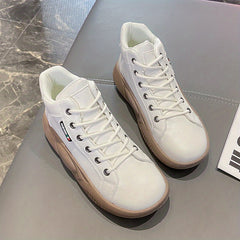 Women's Round Toe Lace-Up Platform Sneakers Comfortable Shoes