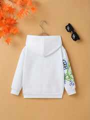 Letter And Bear Print Boys Hooded Sweatshirt For Spring Fall