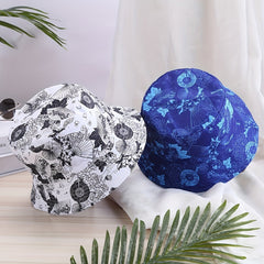 Double Sided Fan Print Bucket Hat for Men Women