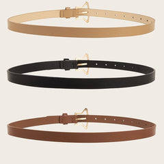 Golden Star Buckle Classic PU Leather Belt for Girls