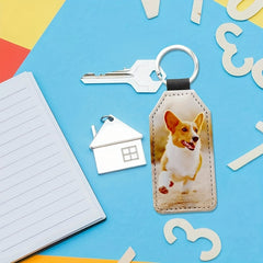 10pcs PU Leather Sublimation Keychains Heat Transfer Glitter Keyring