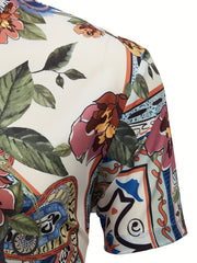 Boho Style Print Men's Casual Short Sleeve Shirt