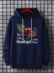 Christmas Car And Tree Print Hoodies For Men Graphic Hoodie