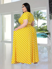 Polka Dot Crop Top & Maxi Skirt 2 Piece Set Plus Size