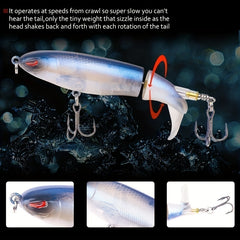 5 Pack Whopper Plopper Fishing Lures with Soft Tail, 13.2g Heavy Metal