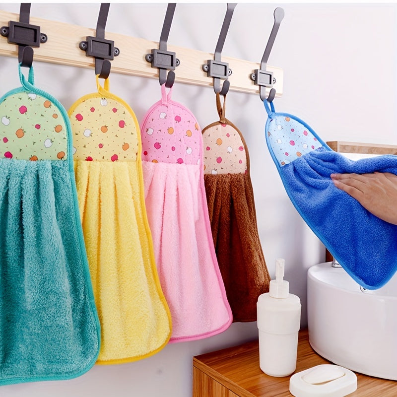 Fruit Pattern Hanging Towel Soft & Absorbent for Bathroom & Kitchen