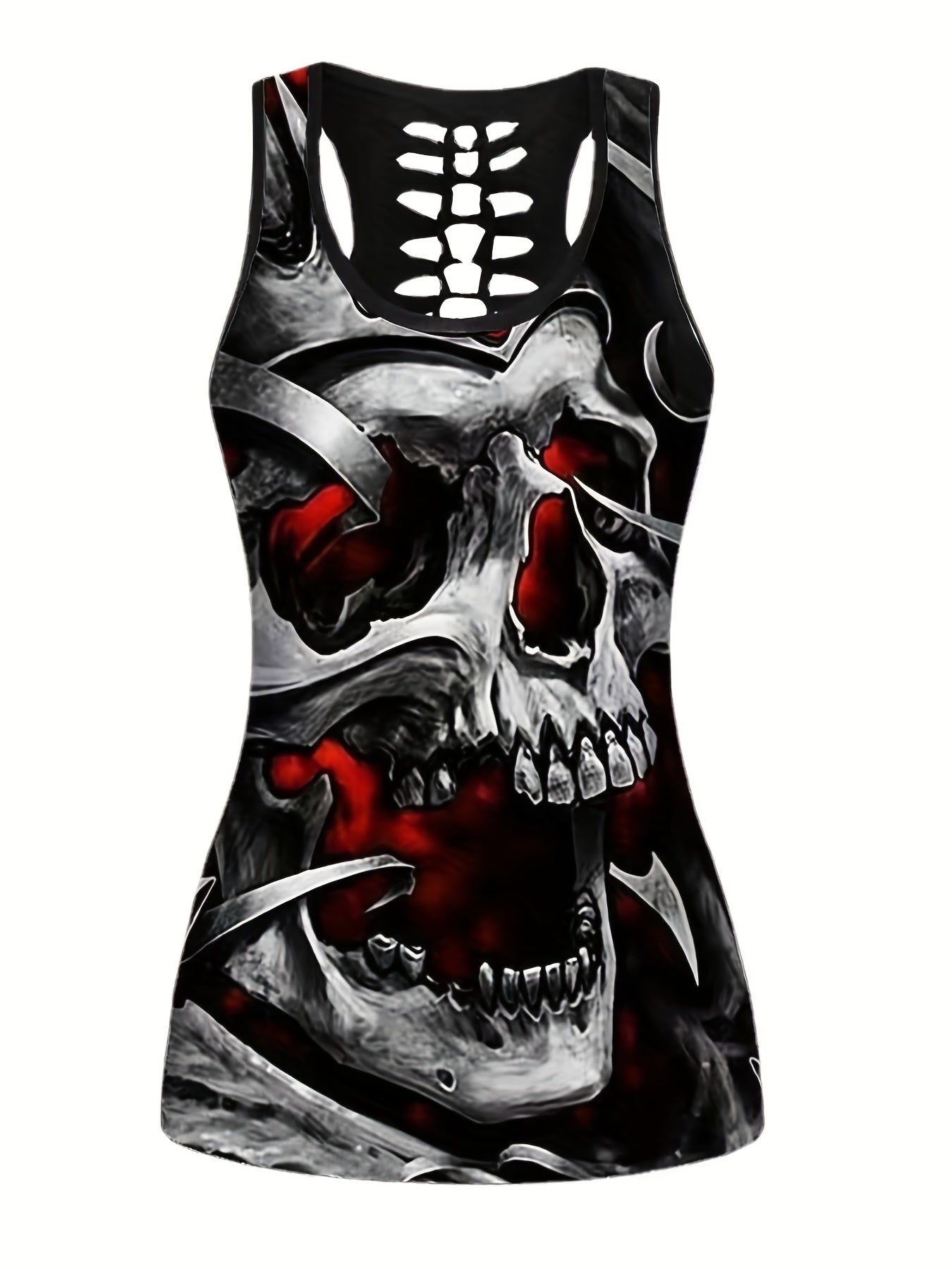 Goth Style Skeleton Print Tank Top