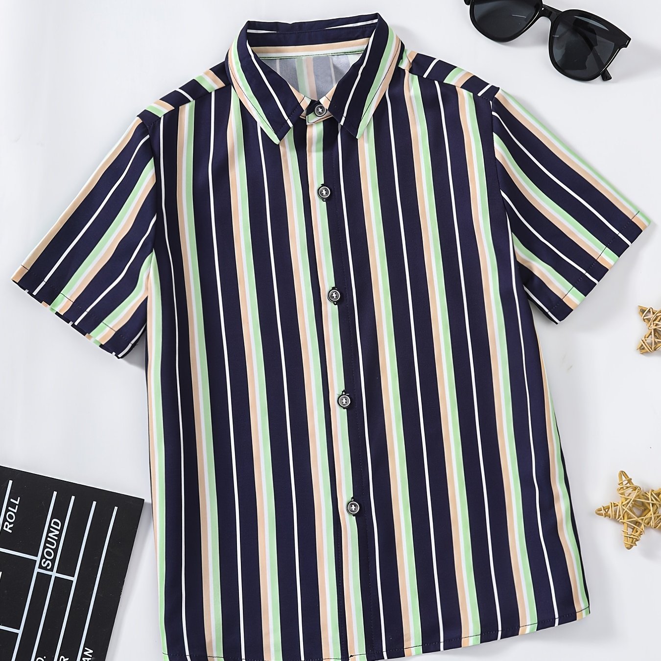 Boys Striped Short Sleeves Shirt For Summer Kids Clothes