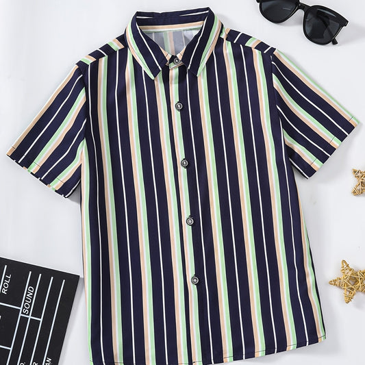 Boys Striped Short Sleeves Shirt For Summer Kids Clothes
