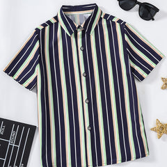 Boys Striped Short Sleeves Shirt For Summer Kids Clothes