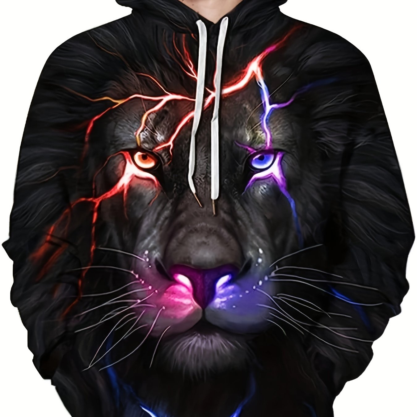 Men's Lion Graphic Hoodie Stretch 3D Print Sweatshirt