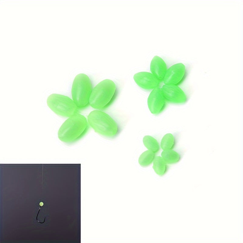 100pcs Luminous Oval Shaped Fishing Beads Soft For Rigs Making