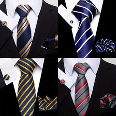 Men's Striped Tie, Handkerchief Set Business Formal College Necktie