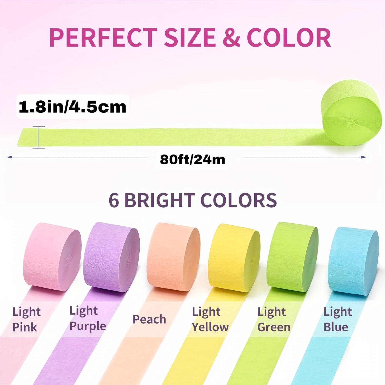 6pcs Rainbow Party Streamers For Party Decorations