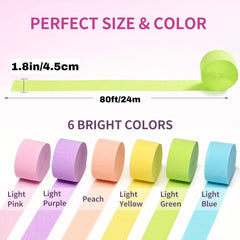 6pcs Rainbow Party Streamers For Party Decorations