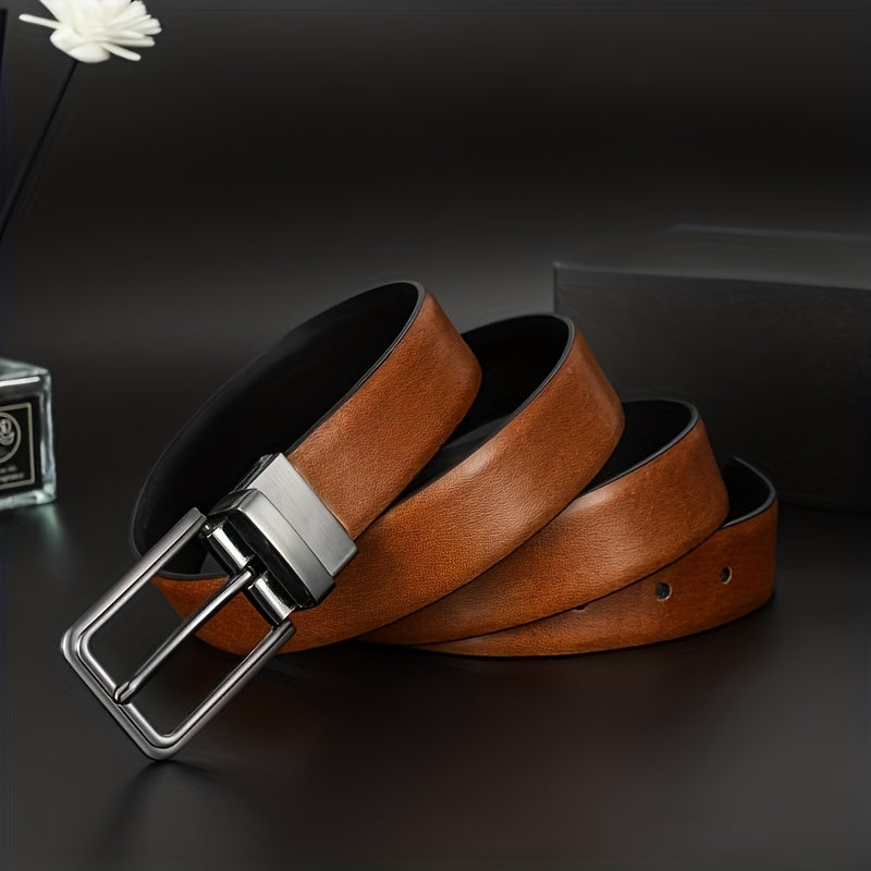 Vintage Leather Belt Reversible Pin Buckle Belt