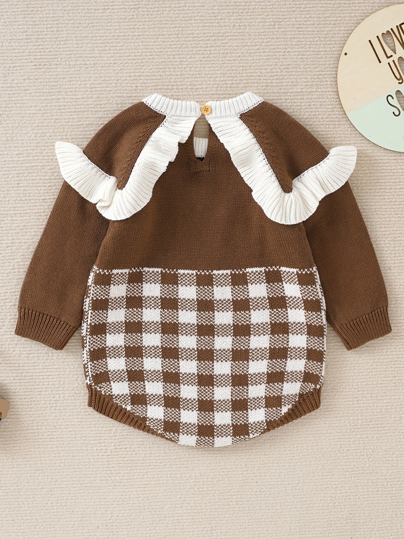 Checkerboard Baby Girls Ruffle Jumpsuit