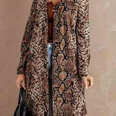 Snake Skin Print Long Sleeve Open Front Cardigan