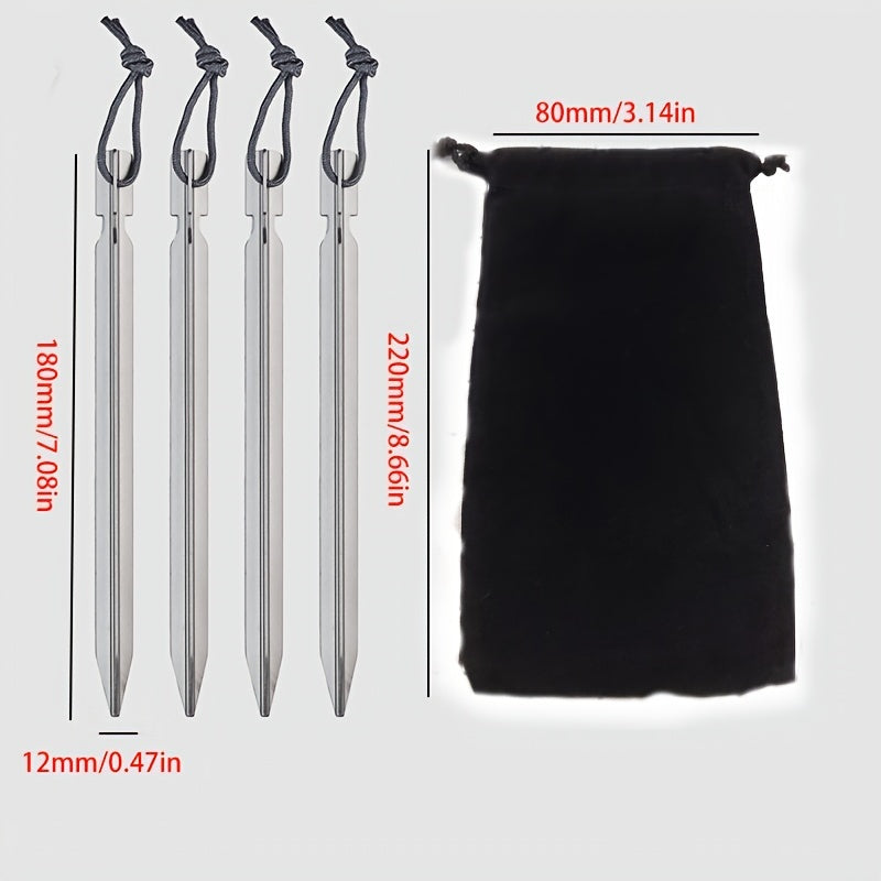 4pcs Outdoor Awning Aluminum Alloy Triangular Ground Nails with Storage Bag