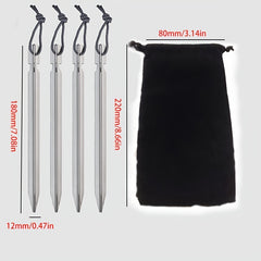 4pcs Outdoor Awning Aluminum Alloy Triangular Ground Nails with Storage Bag