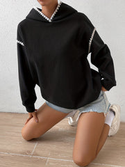 Solid Drop Shoulder Hoodie Casual Long Sleeve Hoodies Sweatshirt