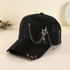 Star Chain Tassel Baseball Cap Solid Hip Hop Dad Hats & Pink