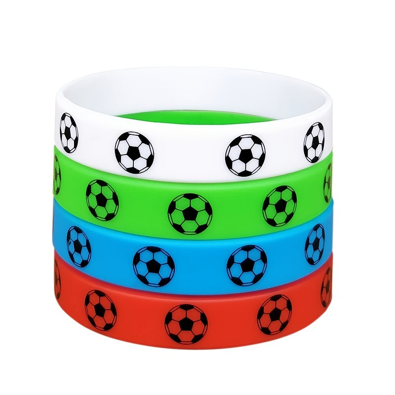 4 Pcs Soccer Ball Silicone Wristbands - Sports Accessory