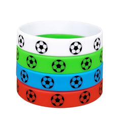 4 Pcs Soccer Ball Silicone Wristbands - Sports Accessory