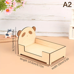 1/12 Dollhouse Mini Bed Cartoon Style Bedroom Furniture