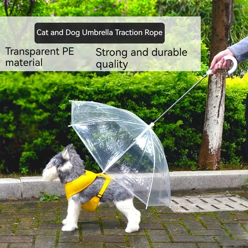 Pet Dog Transparent Umbrella Rainproof Walking Dog Leash Umbrella
