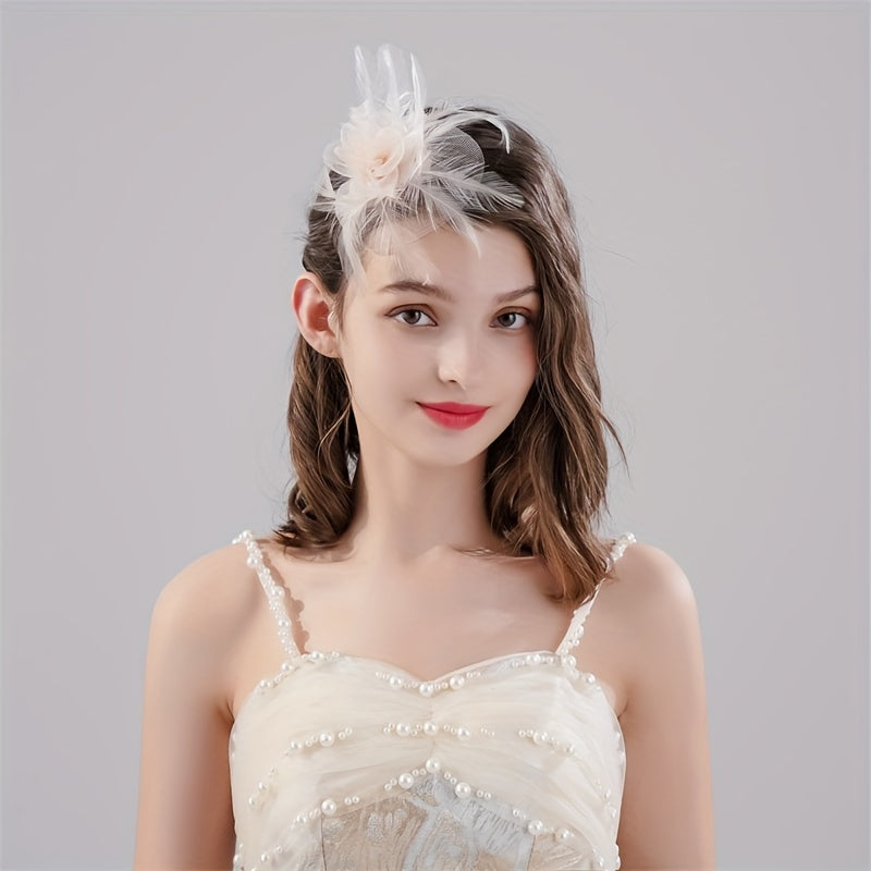 Mesh Flower Feather Head Piece Hair Accessories for Women