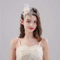 Mesh Flower Feather Head Piece Hair Accessories for Women