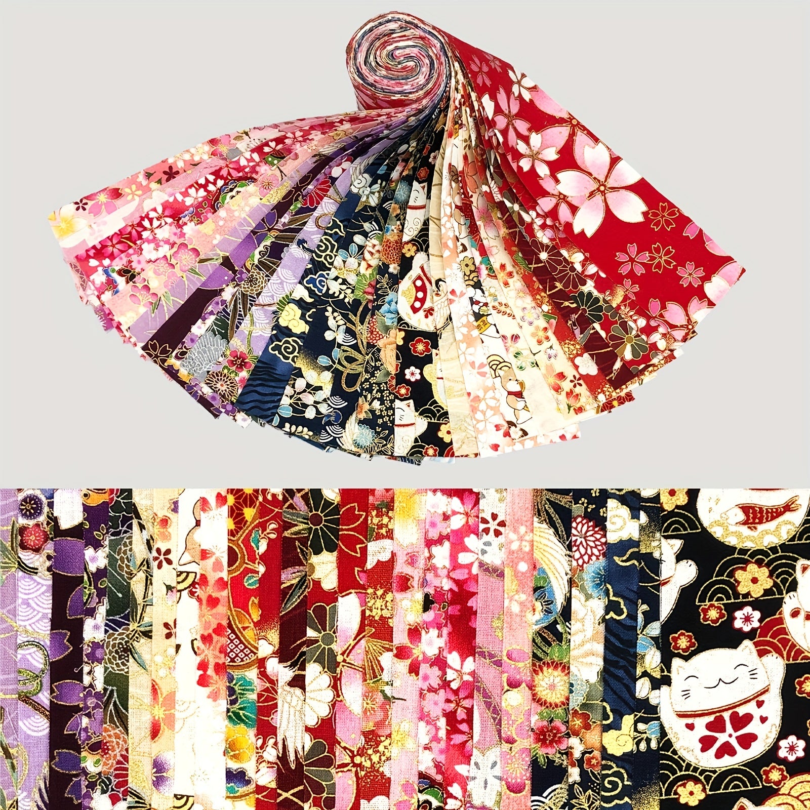 25pcs 5.84x4.49 Cotton Fabric Roll Quilting Printed Craft Bundle Flower