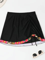 Gothic Tankini Set Floral Skull & Leopard Print V Neck Cami Top & Draw