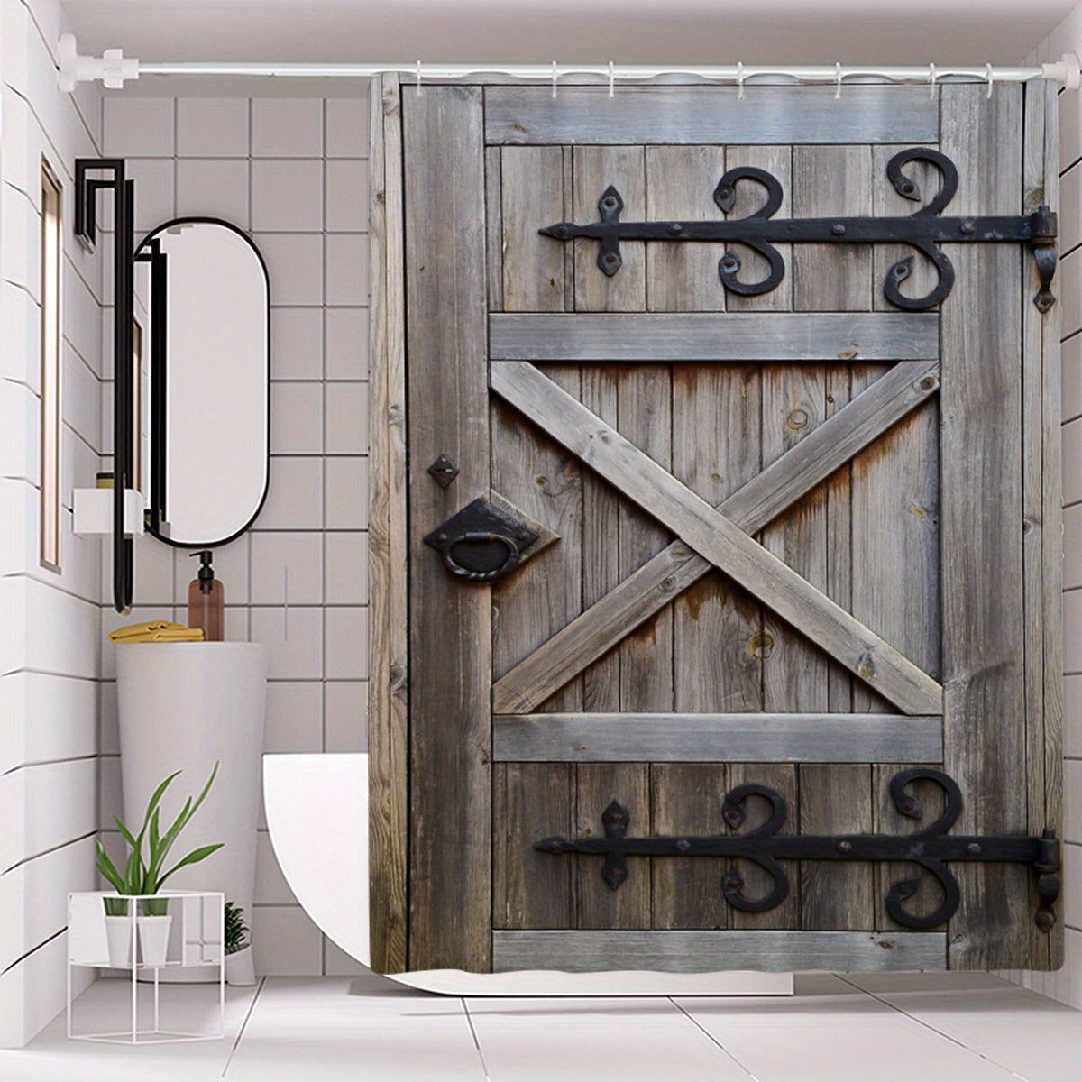 Vintage Metal Wooden Door Shower Curtain