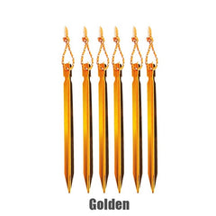 6pc Aluminum Garden Stakes 7.08in, Reflective Cord, Tent Pegs & Hamm