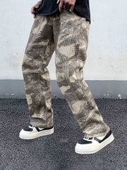 Men's Camo Pattern Jeans Loose Fit Street Style