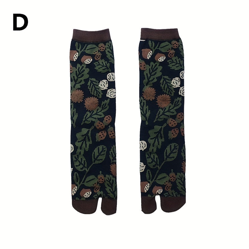 Cartoon Print Toe Socks Women's Mid Tube Stockings