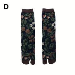 Cartoon Print Toe Socks Women's Mid Tube Stockings