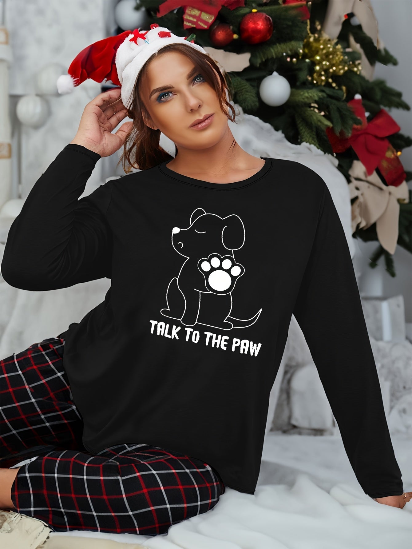 Puppy Print Long Sleeve Sleepwear Tee