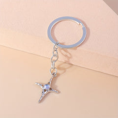 Moon & Star Keychain Faux Pearl Rhinestone Pendant Bag Accessory