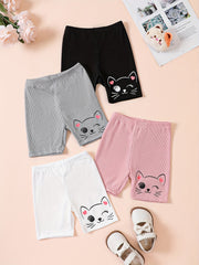 Kitten Print Bike Shorts for Girls - Comfy Casual Wear for Summer